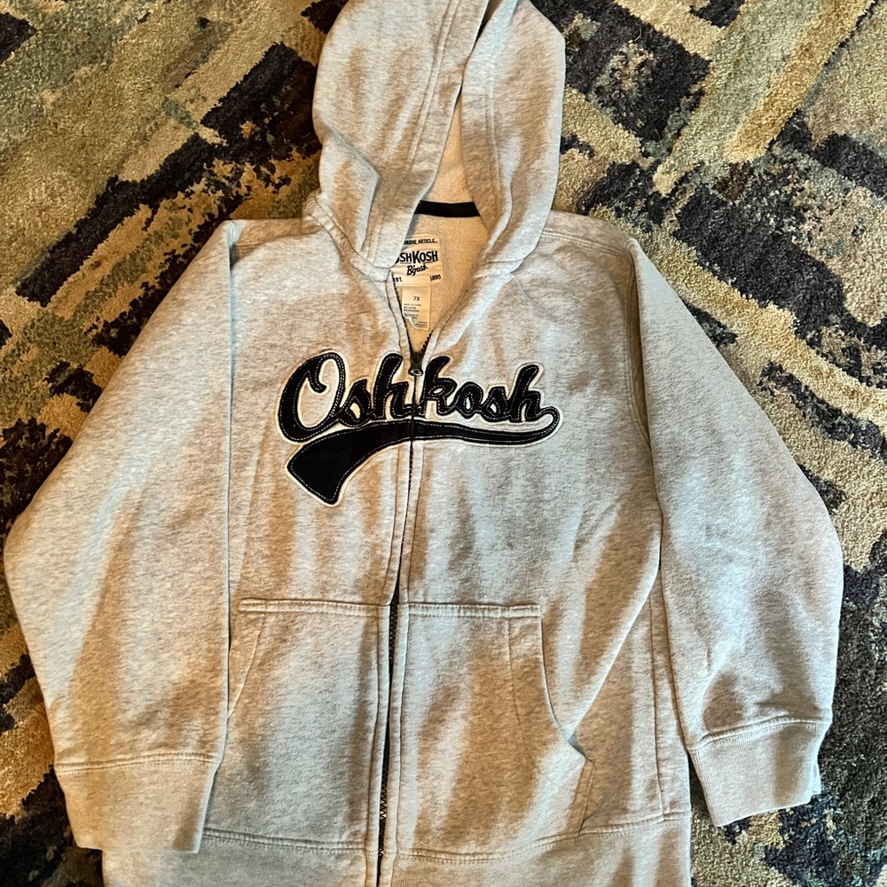 OshKosh bgosh light gray zip hoodie boys size 7x